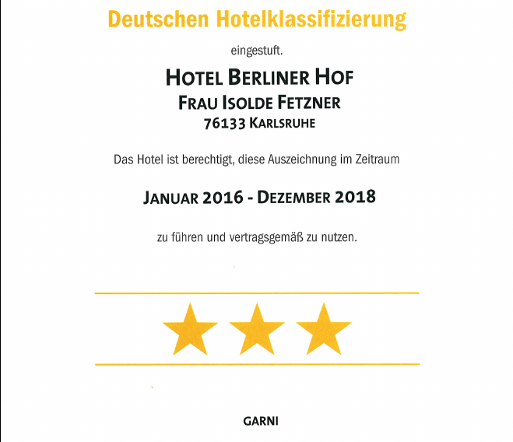 (Deutsch) Hotelklassifizierung – 3 Sterne