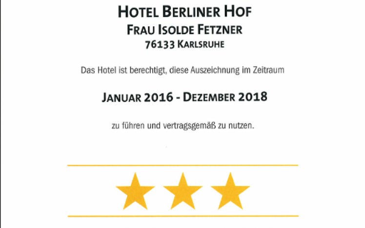 (Deutsch) Hotelklassifizierung – 3 Sterne